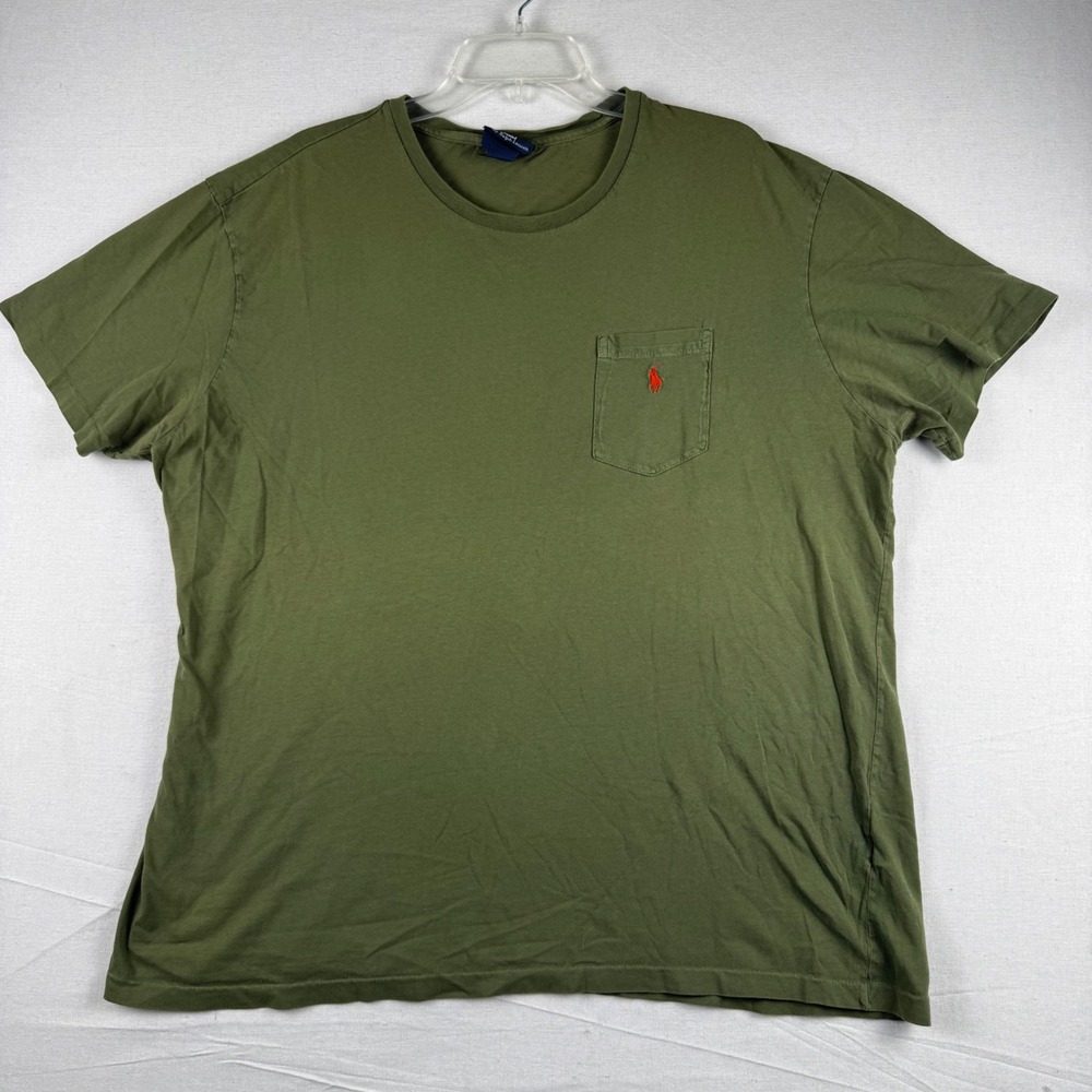 Polo Ralph Lauren Mens XL Olive Green Cotton Short Sleeve Pocket T-Shirt Pony
